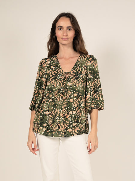 Bedrukte vloeiende blouse