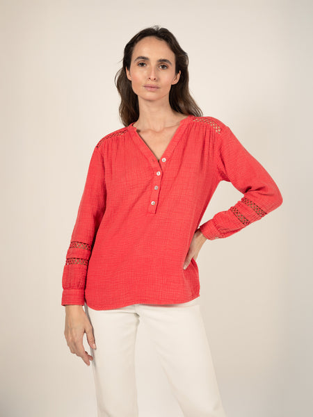 Blouse van katoenen gaas