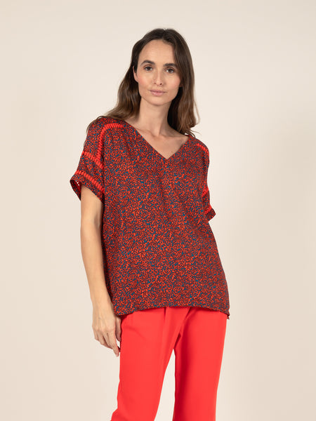 Bedrukt blouse met korte mouwen